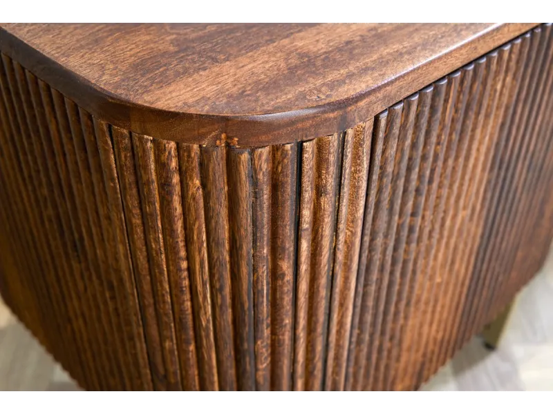 Meuble TV Rétro en Bois Massif Rainuré