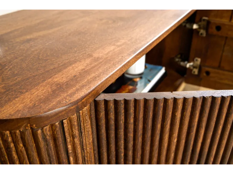 Buffet en Bois Massif Rainuré Style Rétro