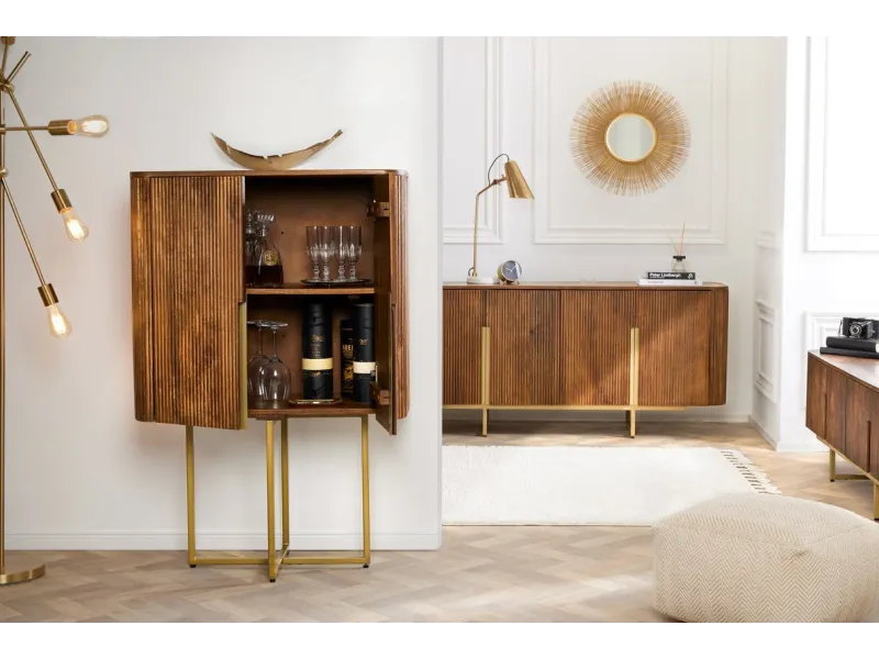 Buffet en Bois Massif Rainuré Style Rétro