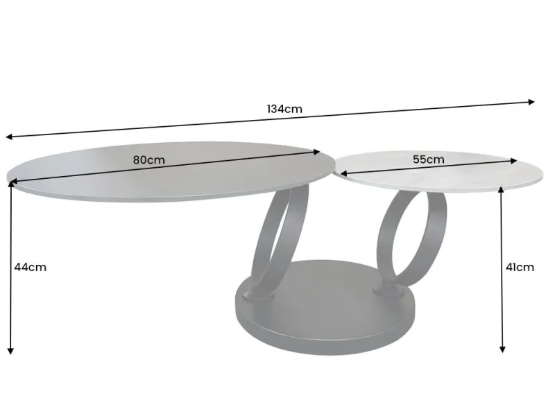 Table basse pivotante DANCING RINGS en céramique noire – Design moderne et luxe | Bellozia