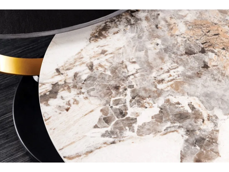 Lot de 3 tables d'appoint design coloris noir et cuivre Table d'app...