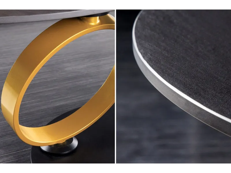 Table basse pivotante DANCING RINGS en céramique noire – Design moderne et luxe | Bellozia