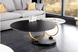 Table basse pivotante DANCING RINGS en céramique noire – Design moderne et luxe | Bellozia 2