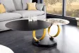 Table basse pivotante DANCING RINGS en céramique noire – Design moderne et luxe | Bellozia