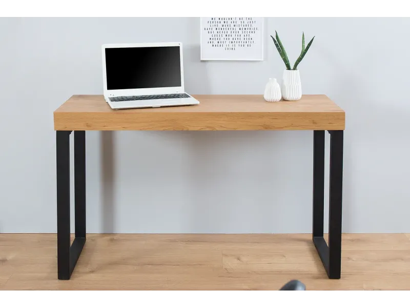 Table d'ordinateur portable Bureau en chêne 120x40 cm coloris naturel et noir