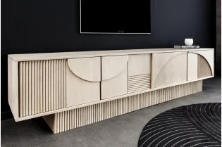 Meuble TV art déco 200cm en bois de manguier coloris blanc