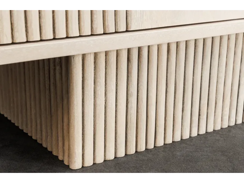 Meuble TV art déco 200cm en bois de manguier coloris blanc