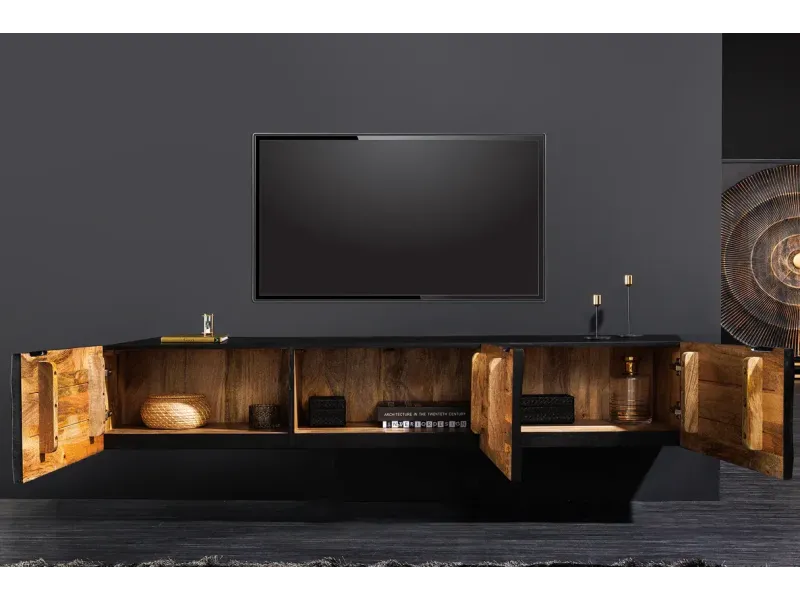 Meuble TV contemporain |Meuble TV design ovale avec étagère coloris...