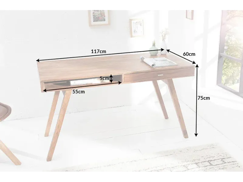 Bureau de 120cm design Scandinave coloris blanc Secrétaire |bellozia...