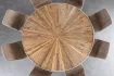 Table à Manger Ronde en Teck et Verre – Élégance Naturelle et Design Chromé Ø120 cm