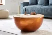 Table basse Orient Rangement Cuivre 60cm Ronde Bois d'Acacia Massif