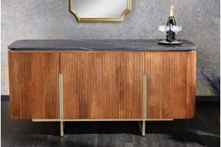 Buffet Gatsby marbre noir & bois manguier – Design chic| Bellozia 2
