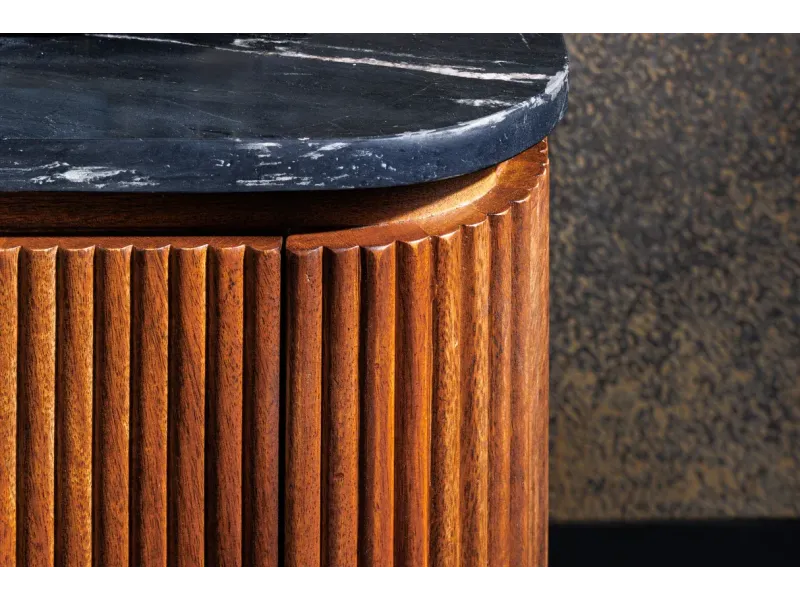 Buffet Gatsby marbre noir & bois manguier – Design chic| Bellozia
