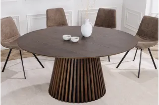 Table de Salle à Manger Ronde 120 cm - Chêne Foncé 2