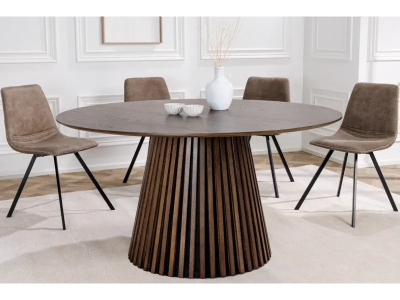 Table de Salle à Manger Ronde 120 cm - Chêne Foncé