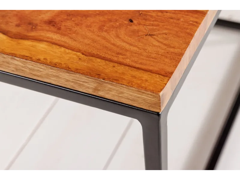 Table basse rectangulaire en bois massif coloris marron 110cm pas cher