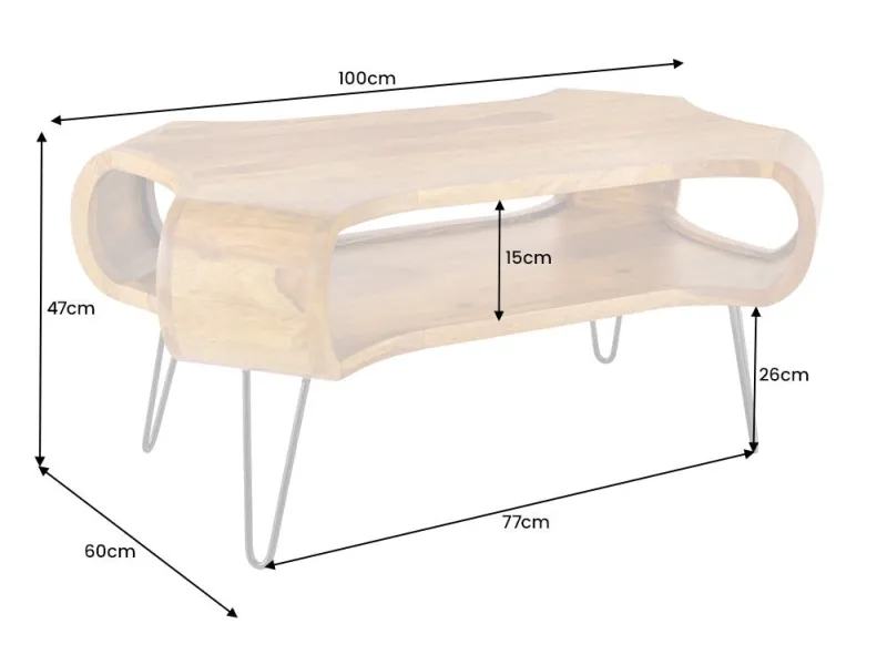 Table Basse en Bois 105cm Mango pas cher