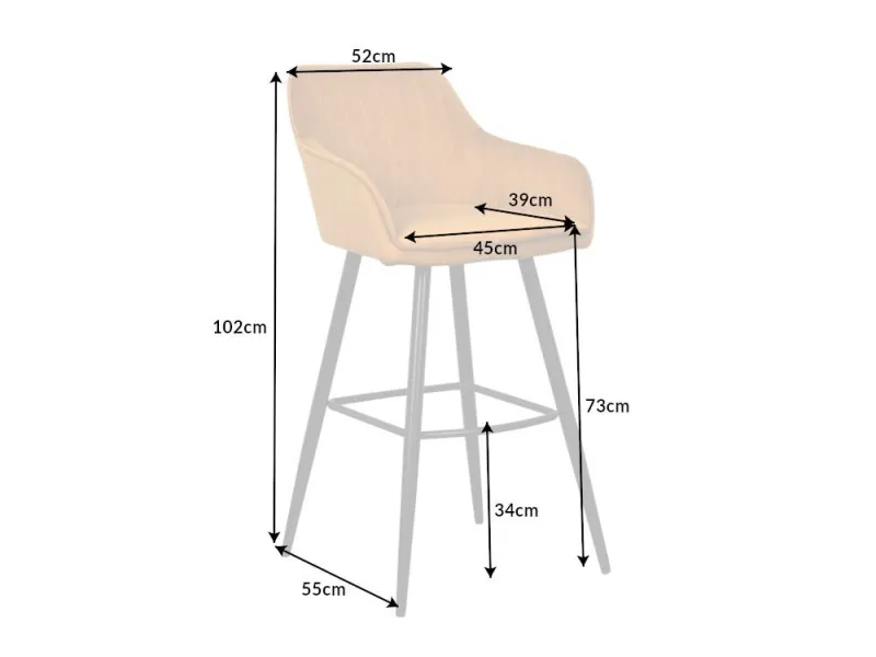 Lot de 2 tabourets de bar en velours coloris jaune moutarde