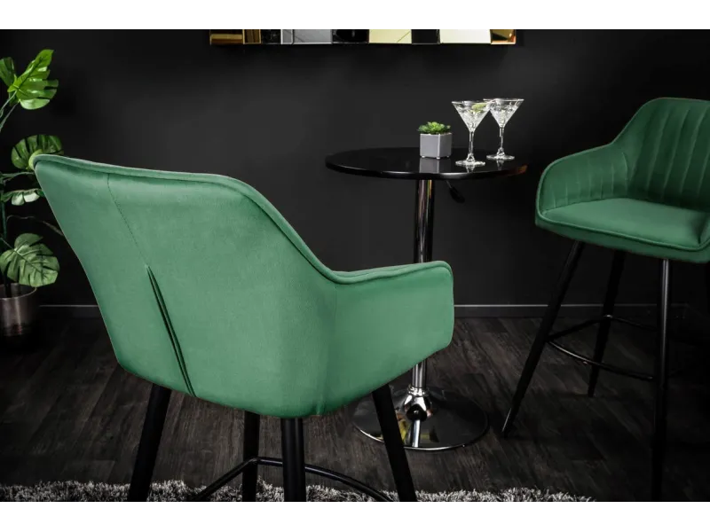 Lot de 2 tabourets de bar en velours coloris vert émeraude
