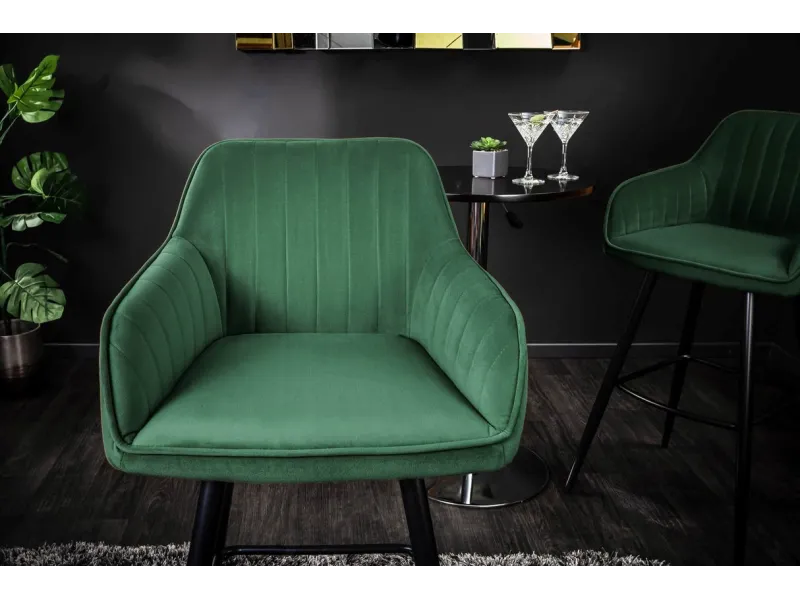 Lot de 2 tabourets de bar en velours coloris vert émeraude
