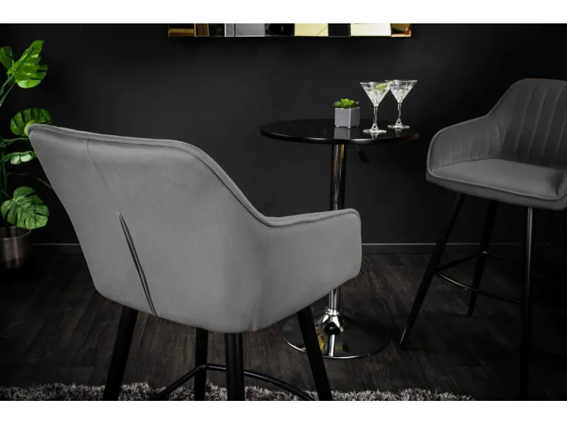 Lot de 2 tabourets de bar en velours coloris gris