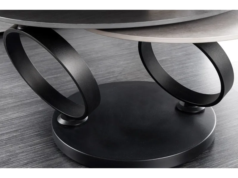 Table basse design rotative en céramique noire | Bellozia