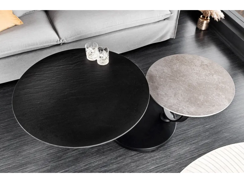 Table basse design rotative en céramique noire | Bellozia
