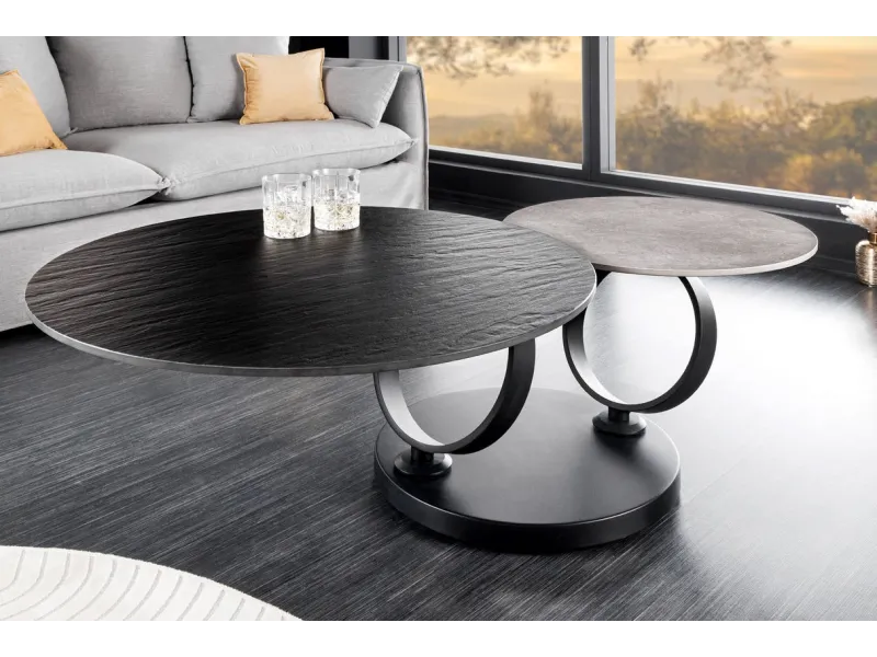 Table basse design rotative en céramique noire | Bellozia