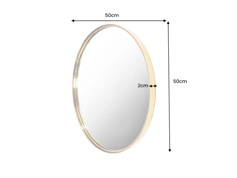 Miroir mural doré 50 cm métal – miroir design contemporain moderne - Bellozia