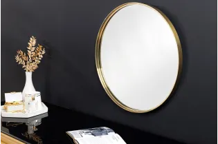 Miroir mural doré 50 cm métal – miroir design contemporain moderne - Bellozia