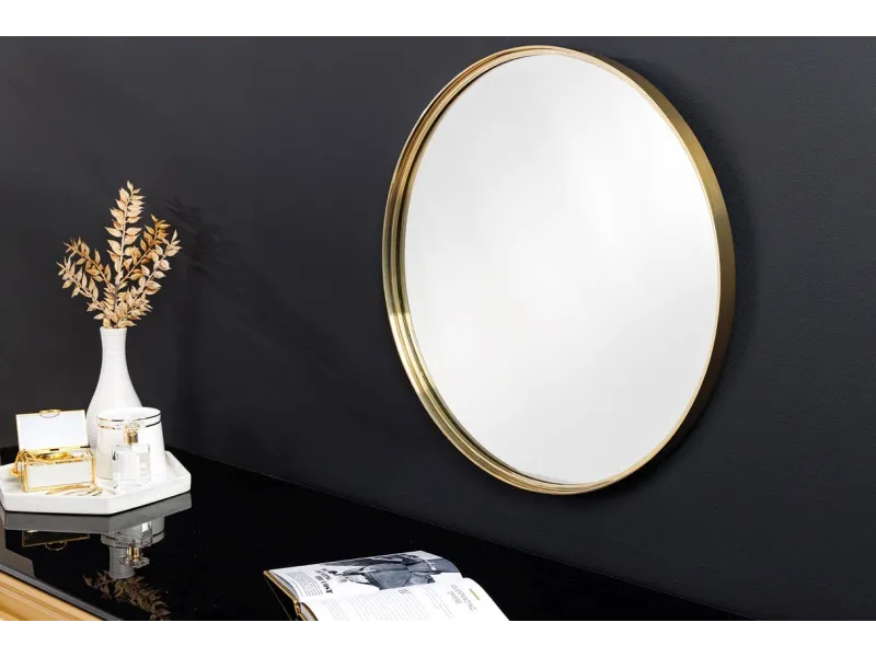 Miroir mural doré 50 cm métal – miroir design contemporain moderne - Bellozia