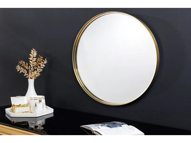 Miroir mural doré 50 cm métal – miroir design contemporain moderne - Bellozia