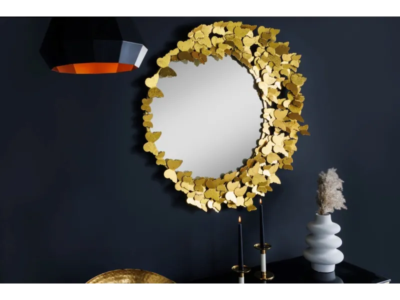 Miroir mural design Papillon coloris Or 80cm