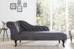Méridienne design Chesterfield capitonné en tissu gris argenté
