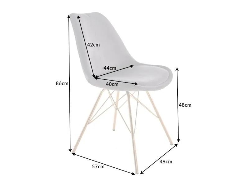 Chaise scandinave velours gris foncé pieds dorés – chaise moderne chic  – Bellozia
