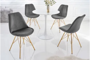 Chaise scandinave velours gris foncé pieds dorés – chaise moderne chic  – Bellozia