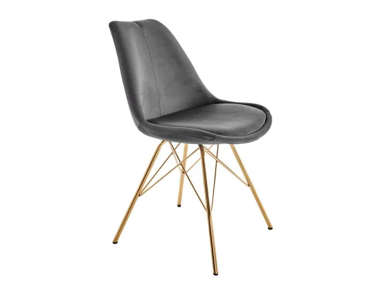Chaise scandinave velours gris foncé pieds dorés – chaise moderne chic  – Bellozia