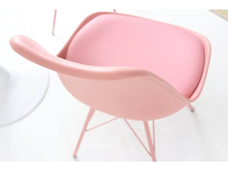 Lot de 4 Chaises Scandinave rose revêtement en simili cuir structure en métal