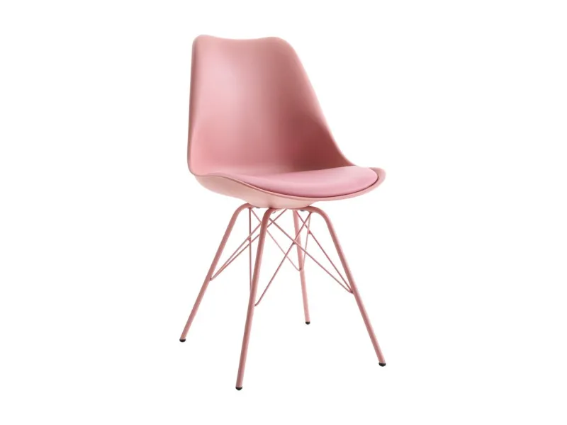 Lot de 4 Chaises Scandinave rose revêtement en simili cuir structure en métal