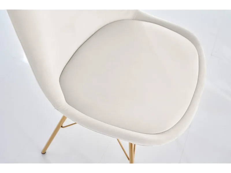 Lot de 4 Chaises design SCANDINAVE en velours champagne pieds dorés