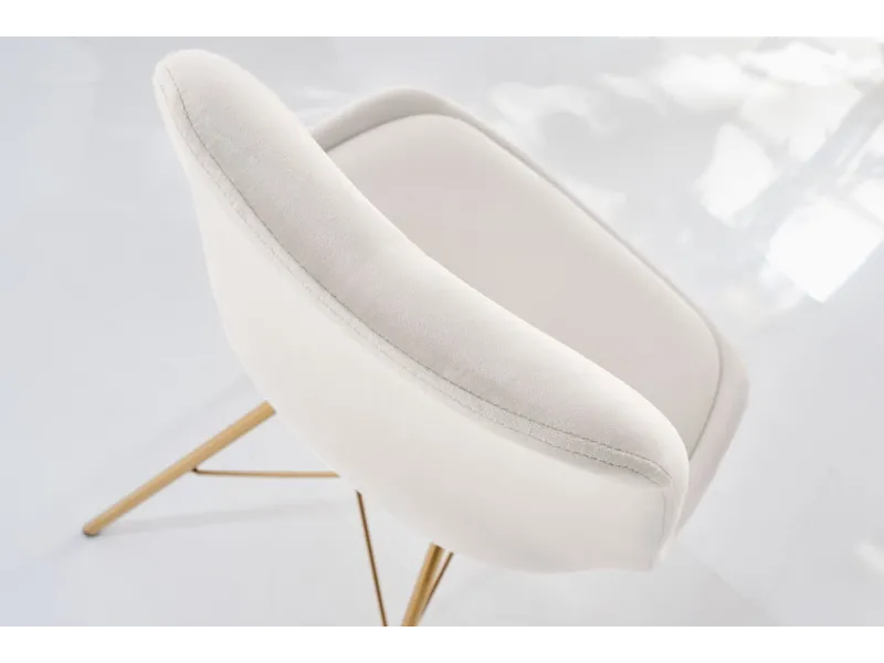 Lot de 4 Chaises design SCANDINAVE en velours champagne pieds dorés