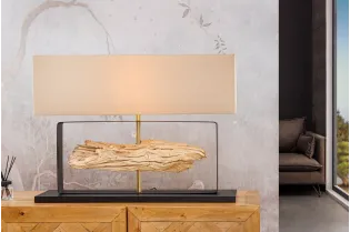 Lampe à poser ROUSILIQUE en bois de teck – lampe design naturelle chic - Bellozia 2