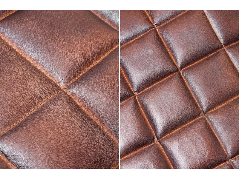 Tabouret en Cuir Véritable 40cm coloris Marron