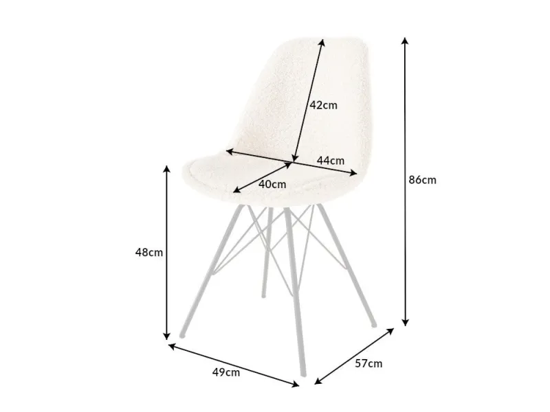 Chaise scandinave tissu bouclé crème – chaise salle à manger moderne design – Bellozia