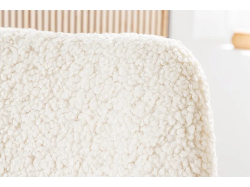 Chaise scandinave tissu bouclé crème – chaise salle à manger moderne design – Bellozia