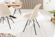 Chaise scandinave tissu bouclé crème – chaise salle à manger moderne design – Bellozia