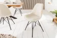 Chaise scandinave tissu bouclé crème – chaise salle à manger moderne design – Bellozia