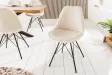 Chaise scandinave tissu bouclé crème – chaise salle à manger moderne design – Bellozia