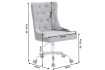 Chaise de bureau VICTORIAN 49-57cm - Élégance Baroque en Velours Gris Argenté