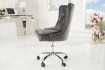 Chaise de bureau VICTORIAN 49-57cm - Élégance Baroque en Velours Gris Argenté